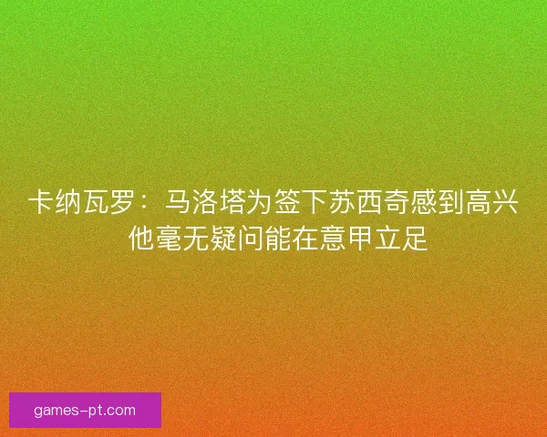 卡纳瓦罗:马洛塔为签下苏西奇感到高兴 他毫无疑问能在意甲立足 卡纳瓦罗:马洛塔为签下苏西奇感到高兴 他毫无疑问能在意甲立足