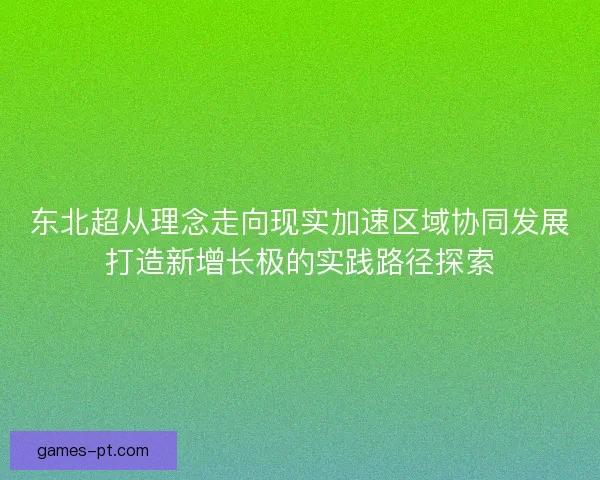 东北超从理念走向现实加速区域协同发展打造新增长极的实践路径探索